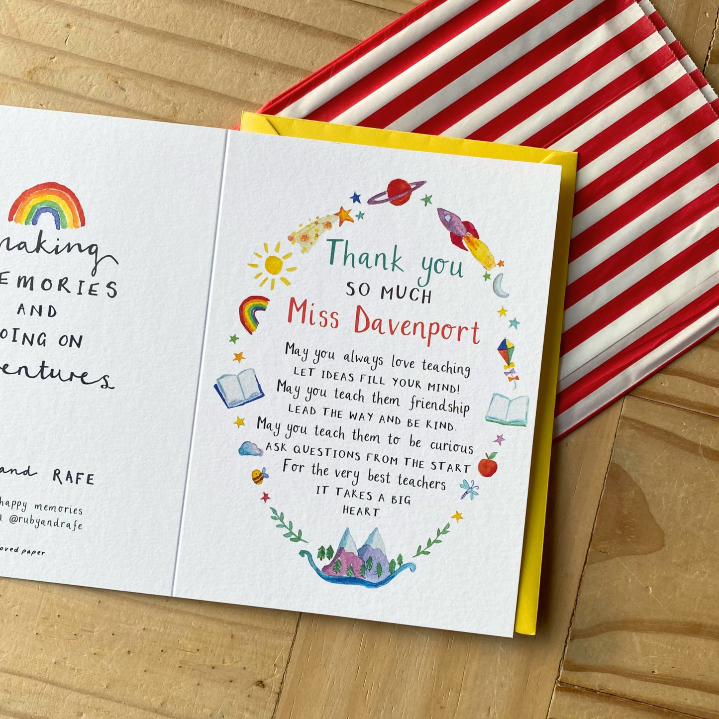 Wish for Teacher Personalised Card - Thank You It Takes a Big Heart