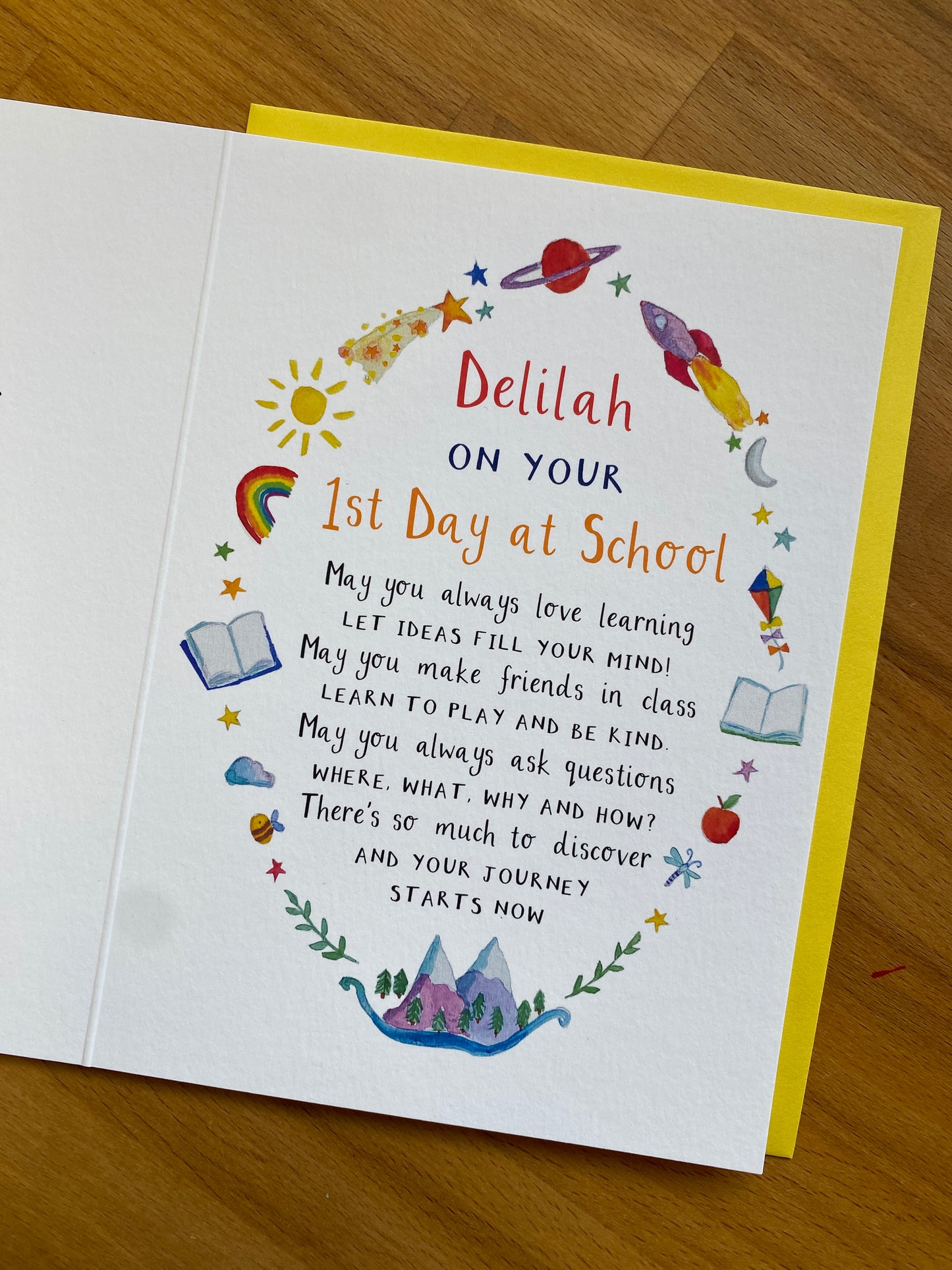 Personalised First Day at School Card