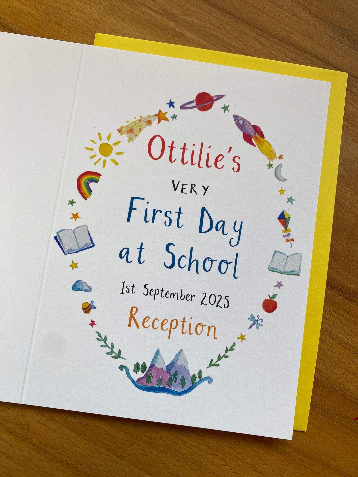 Personalised Names Very First Day at School Card