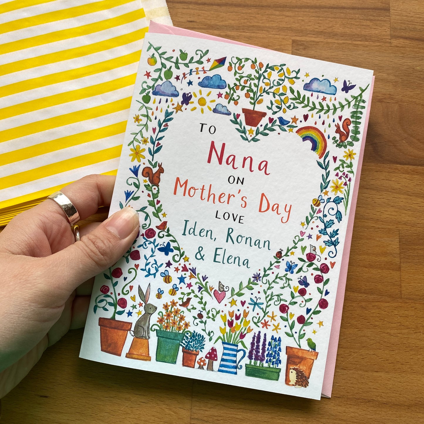 Personalised Illustrated Garden Mother's Day Card for Nan