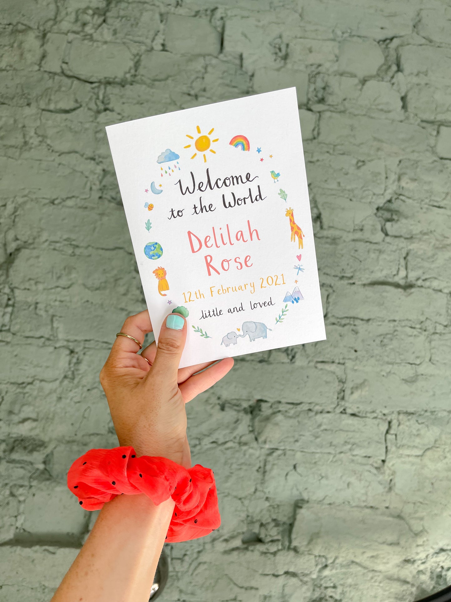 Welcome To The World Personalised Baby Card - Ruby and Rafe