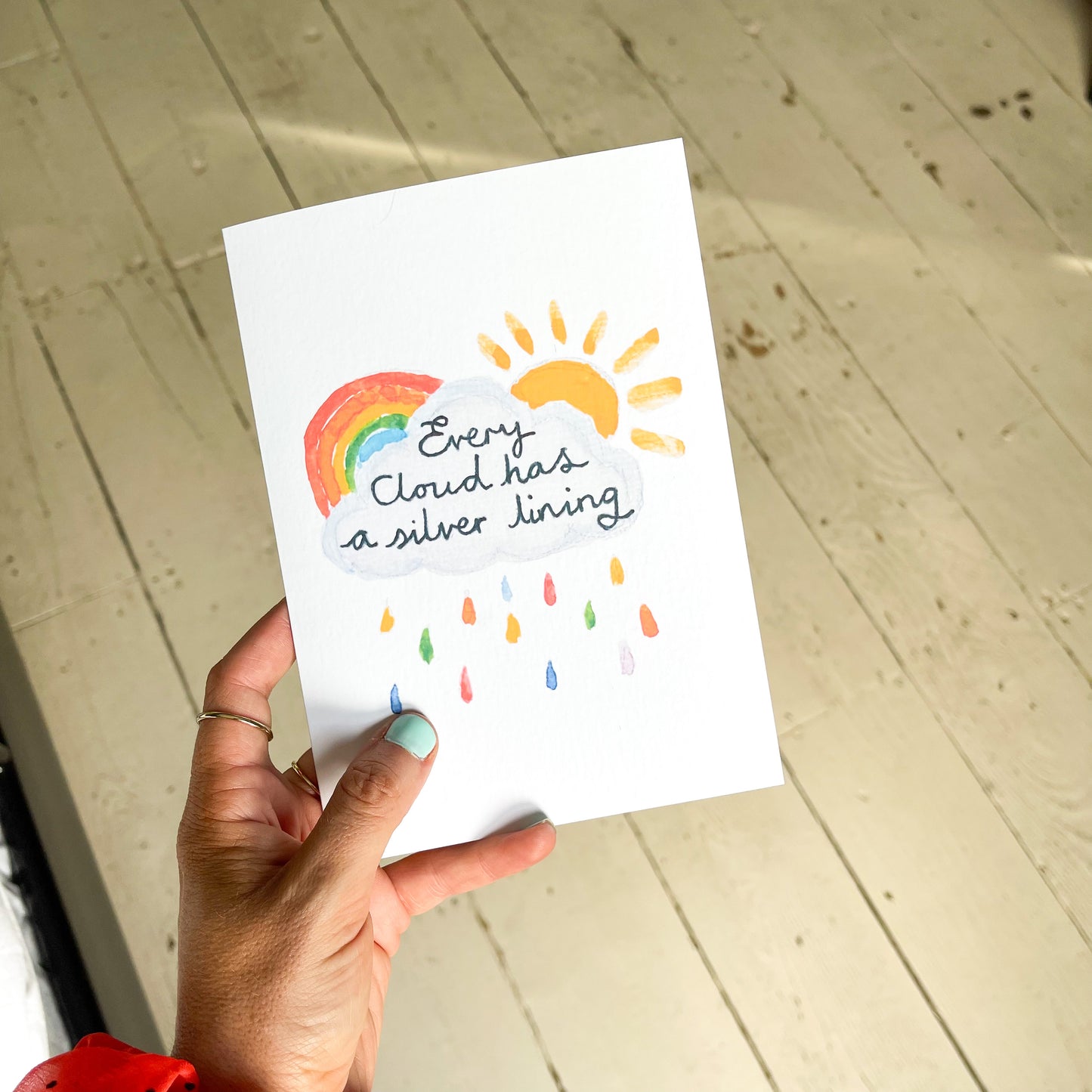 Silver Lining Rainbow Thinking Of You Card - Ruby and Rafe
