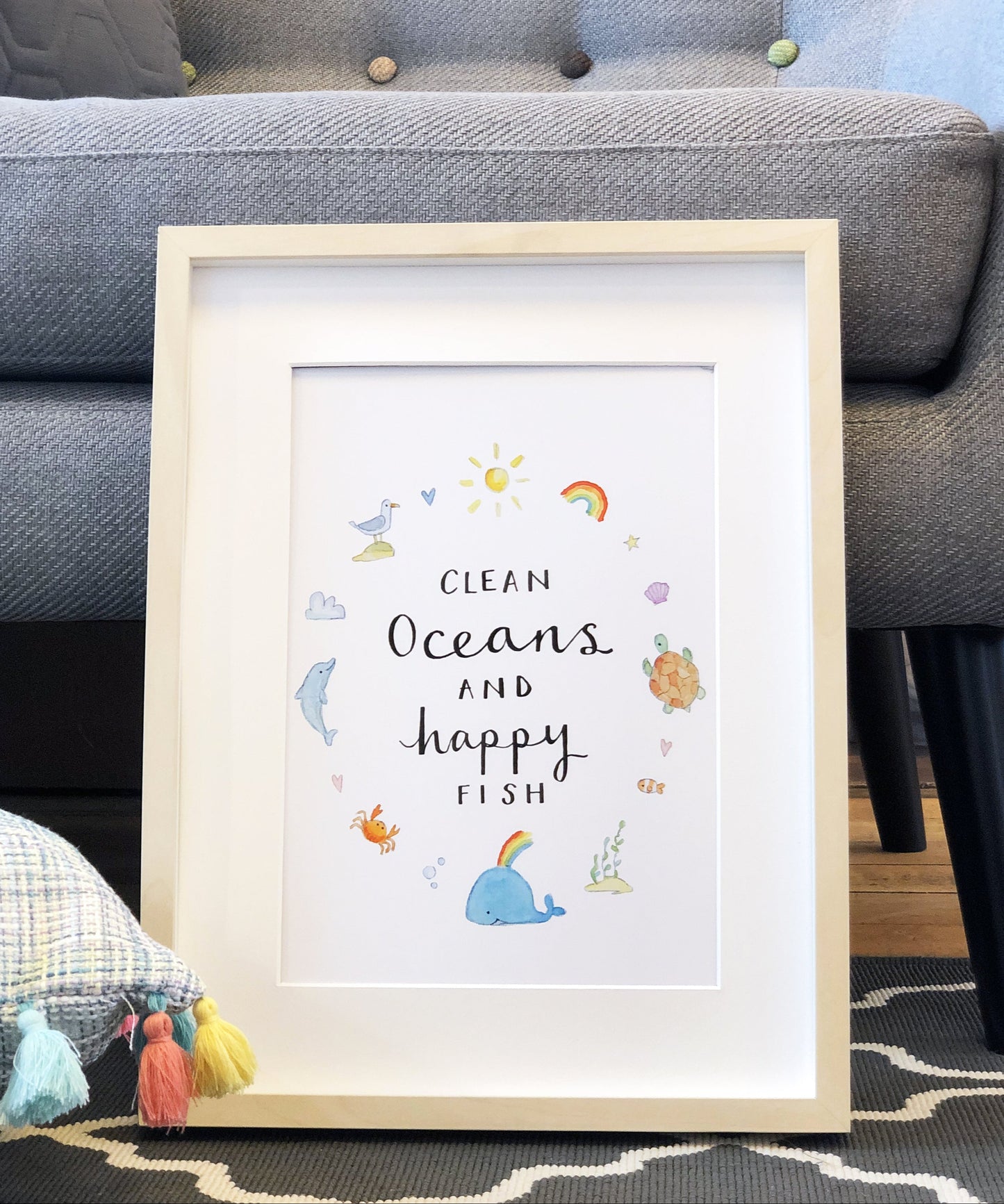 Clean Oceans and Happy Fish A4 Wall Art Print - Ruby and Rafe