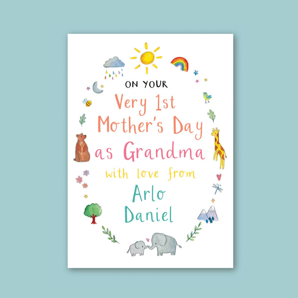 Personalised 1st Mothers Day Nana Gran Card - Ruby and Rafe