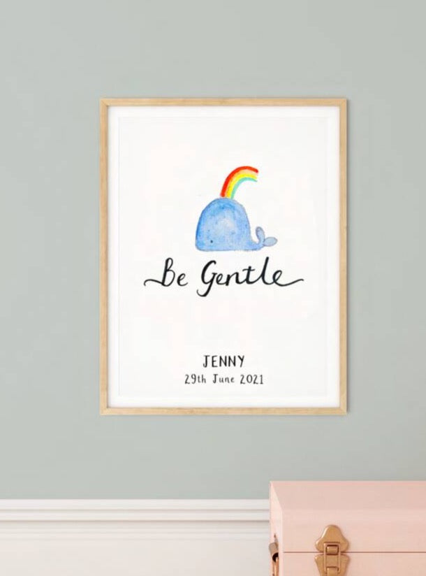 Personalised 'Be Gentle' Whale Wall Art Print - Ruby and Rafe