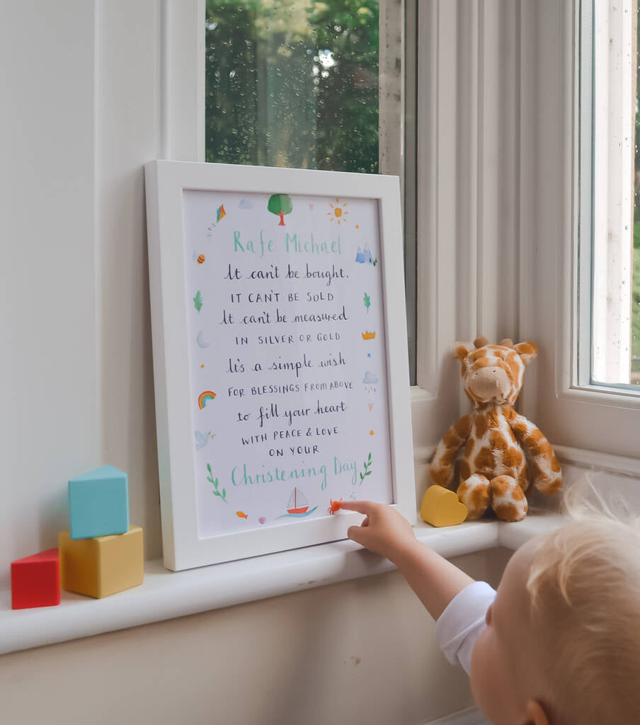 Personalised Christening Blessing A4 Wall Art Print - Ruby and Rafe