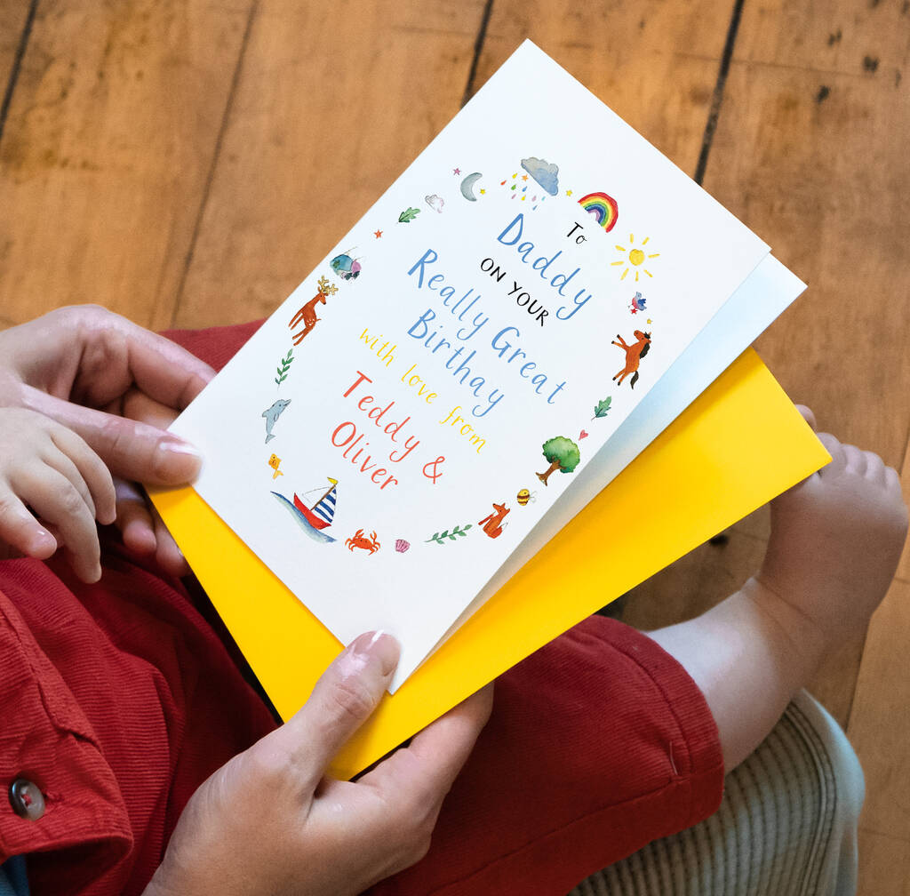 Personalised Daddy Dad 'Really Great' Birthday Card - Ruby and Rafe