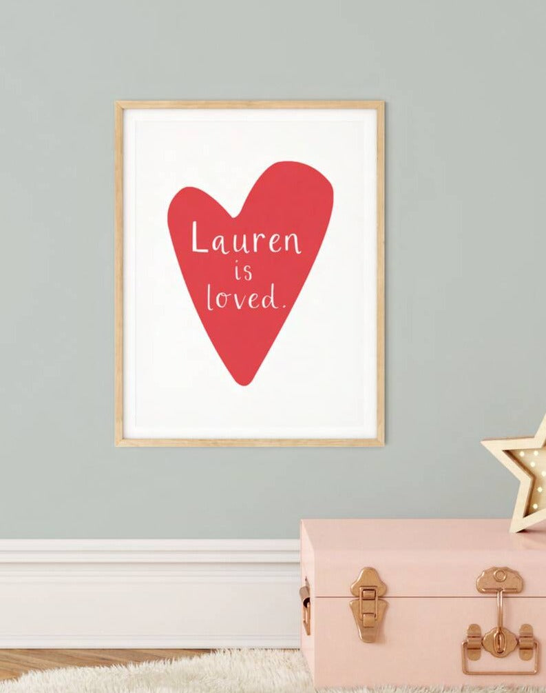 Personalised 'Loved' Heart Wall Art Print - Ruby and Rafe