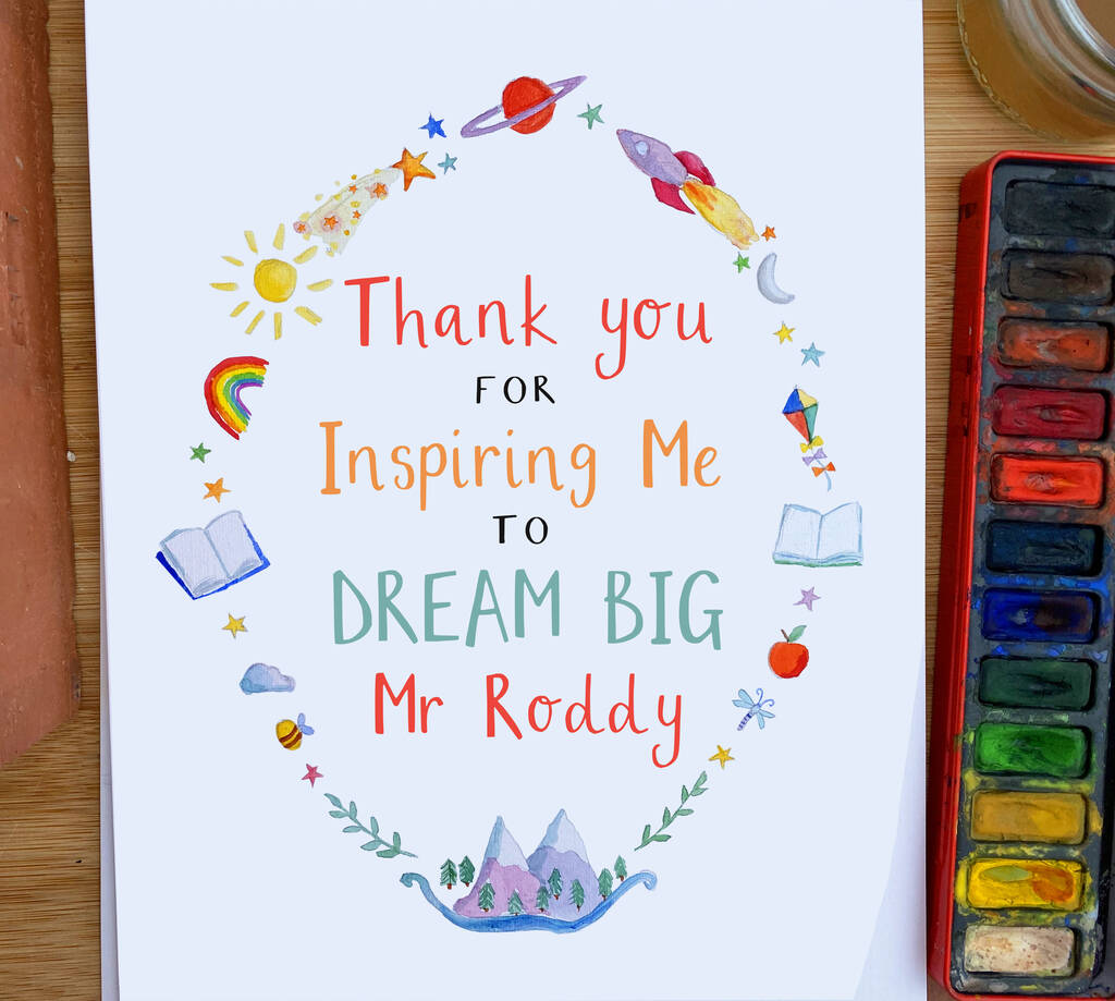 Personalised 'Thank You For Inspiring Me' Teacher Card - Ruby and Rafe
