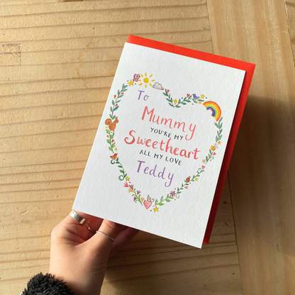 Personalised Mummy, Nan, Auntie Sweetheart Valentine Card