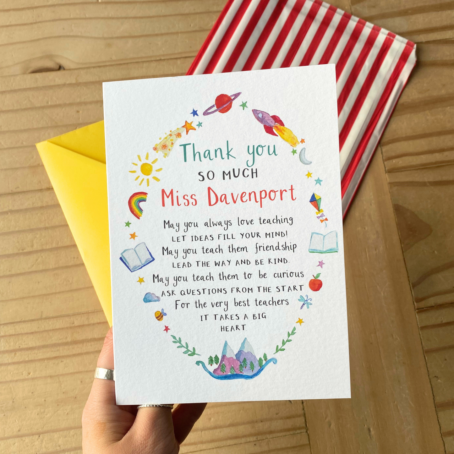 Wish for Teacher Personalised Card - Thank You For Inspiring Me Teaching Assistant