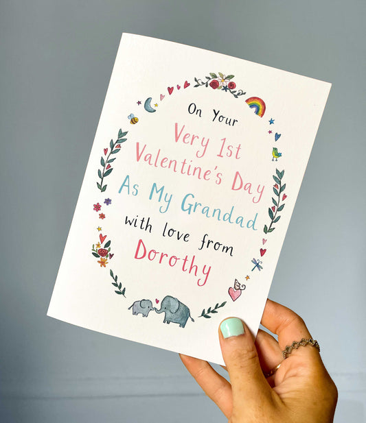 Personalised Very 1st Valentine's Day Grandad, Grandpa Card