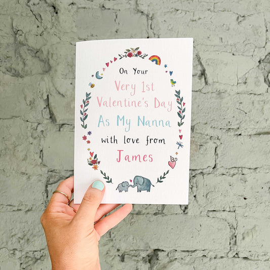 Personalised Very 1st Valentine's Day Nanna, Grandma Card