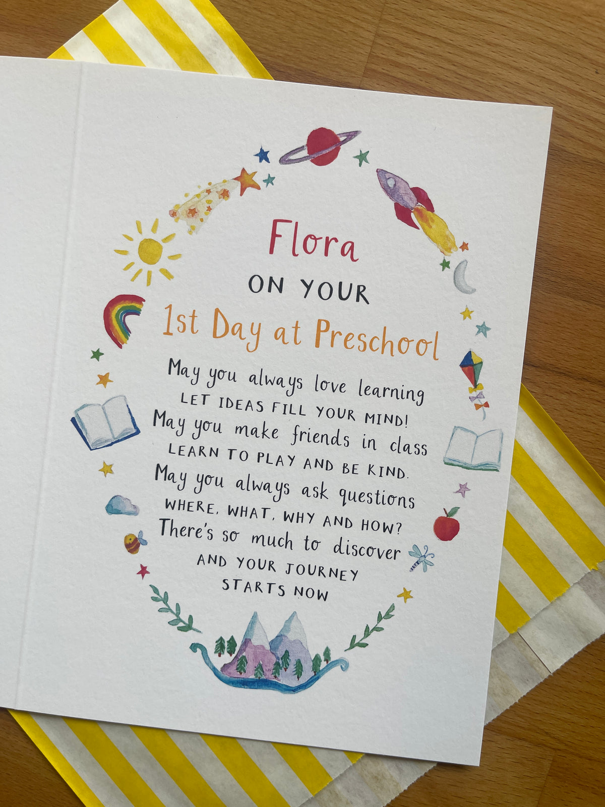 Personalised First Day at Preschool Card