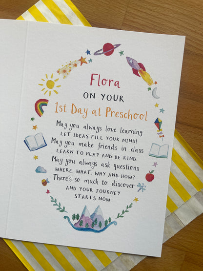 Personalised First Day at Preschool Card