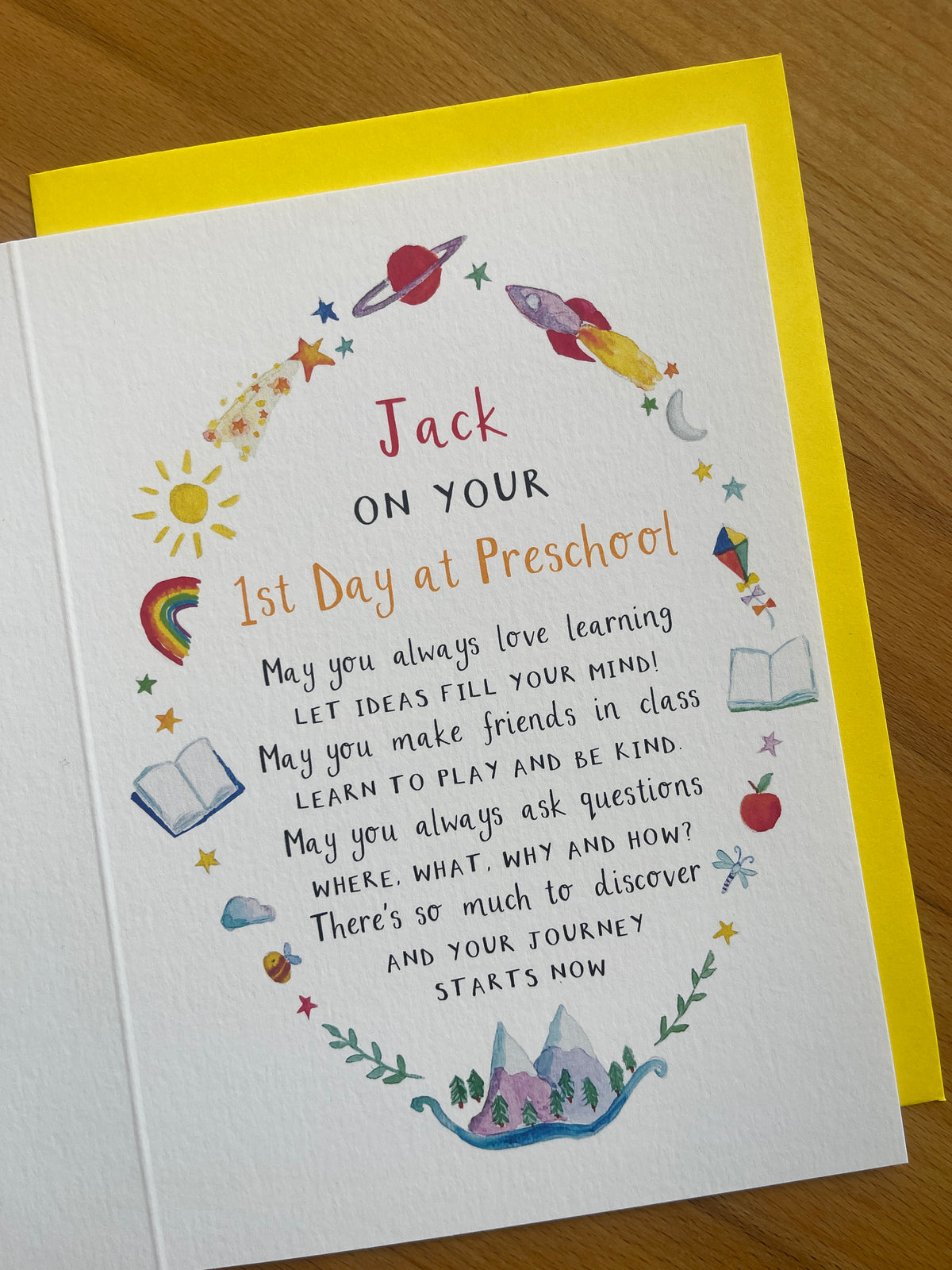 Personalised First Day at Preschool Card