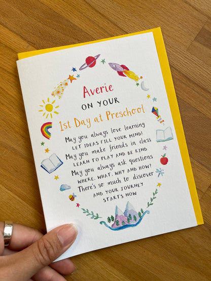 Personalised First Day at Preschool Card