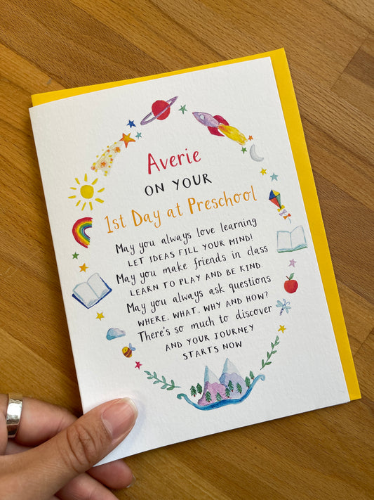 Personalised First Day at Preschool Card