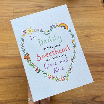 Personalised Daddy, Grandad, Uncle Sweetheart Valentine Card