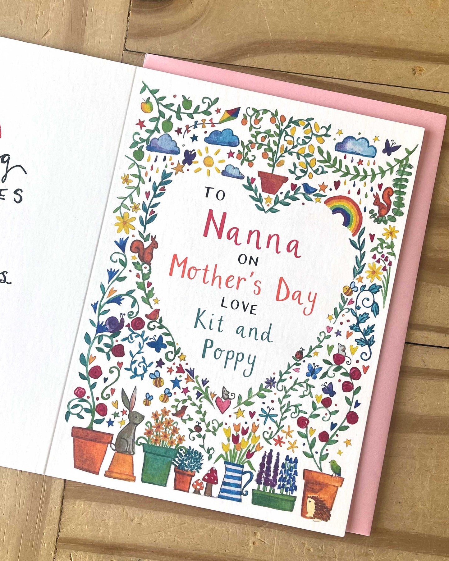 Personalised Illustrated Garden Mother's Day Card for Nan
