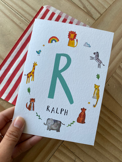 Personalised Alphabet Initial Name Card