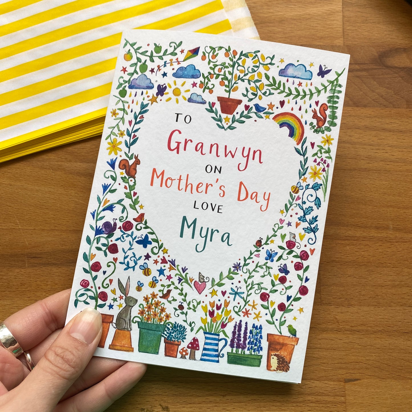 Personalised Illustrated Garden Mother's Day Card for Nan