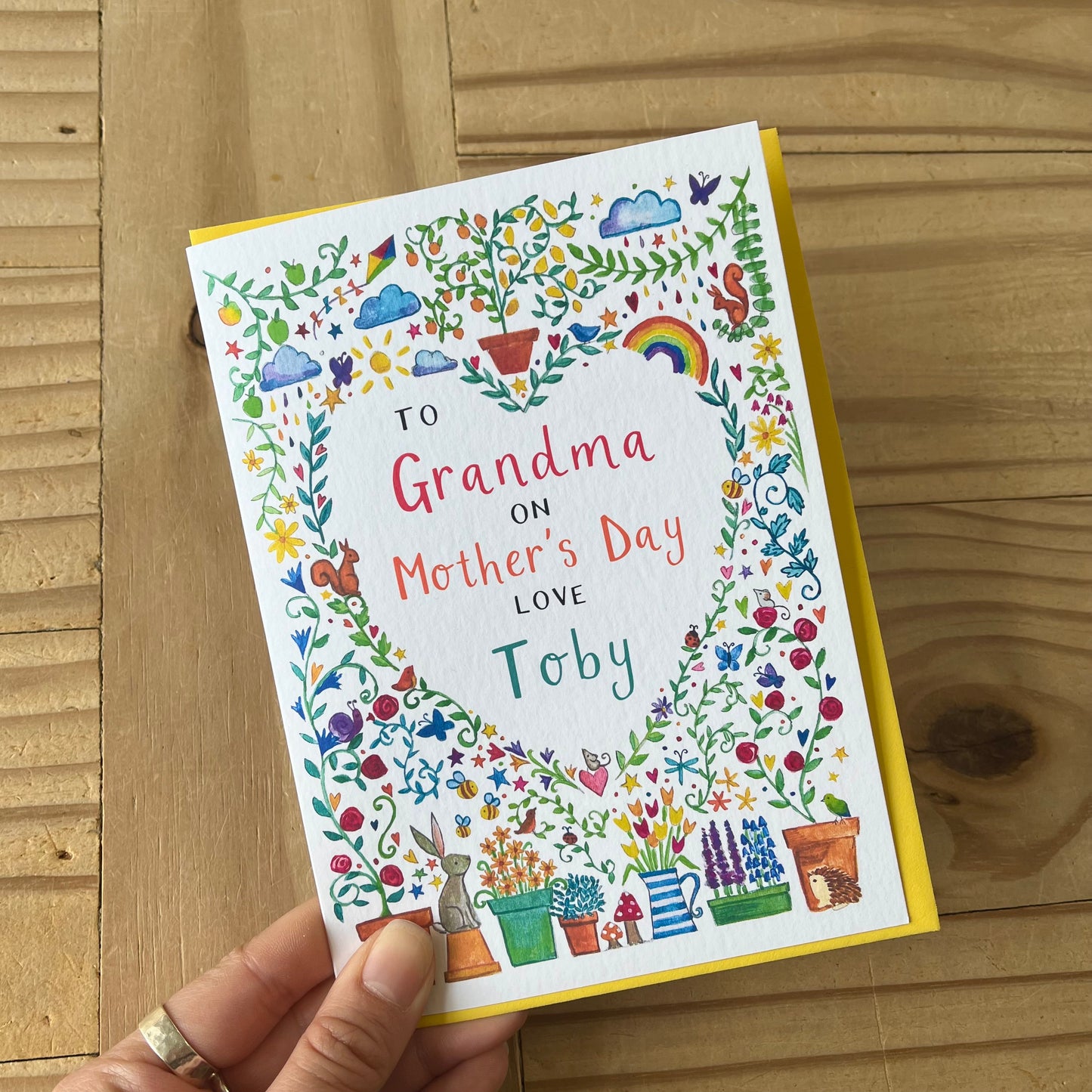 Personalised Illustrated Garden Mother's Day Card for Nan