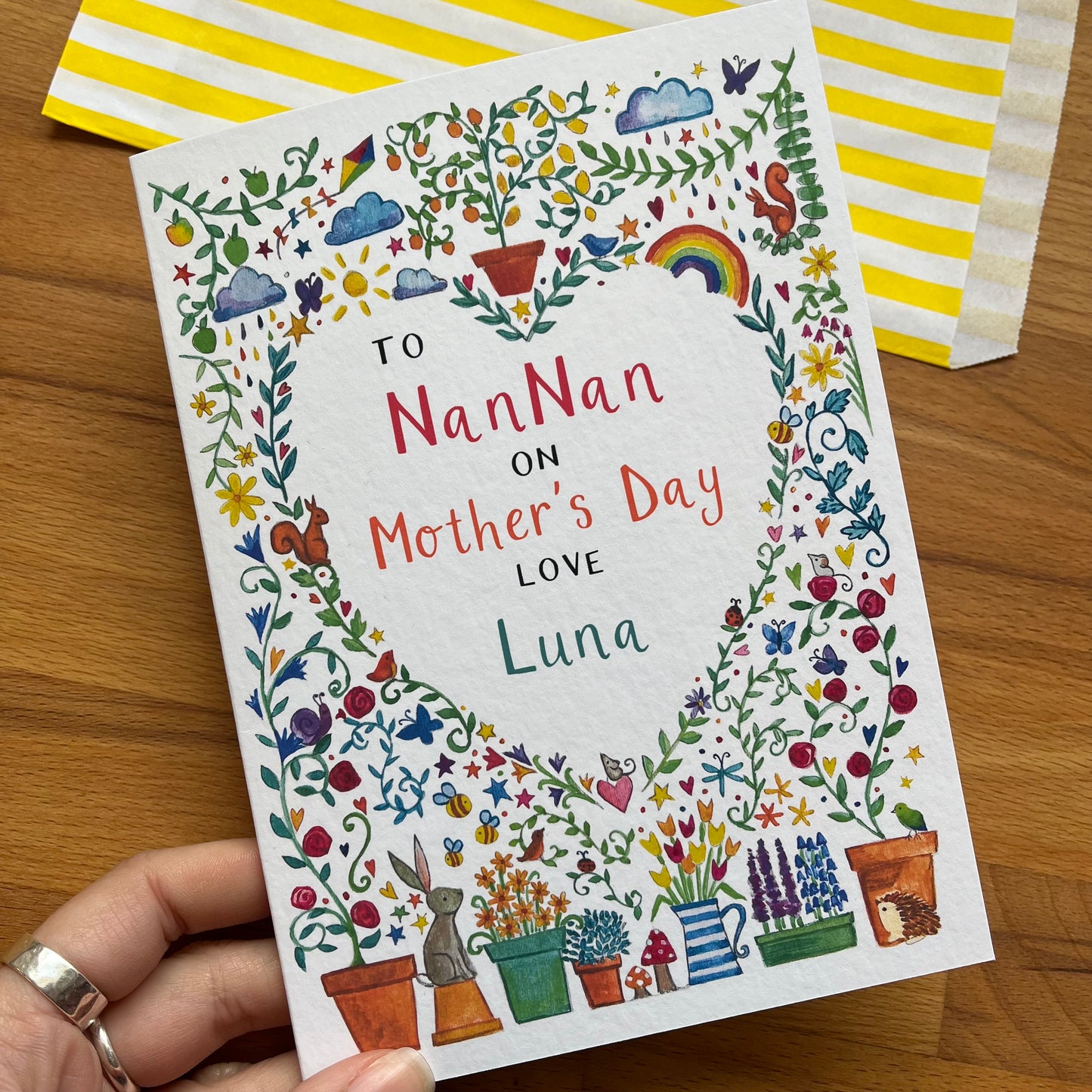 Personalised Illustrated Garden Mother's Day Card for Nan