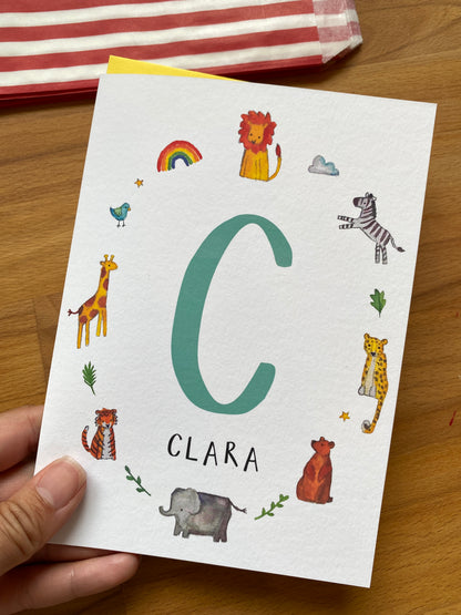 Personalised Alphabet Initial Name Card