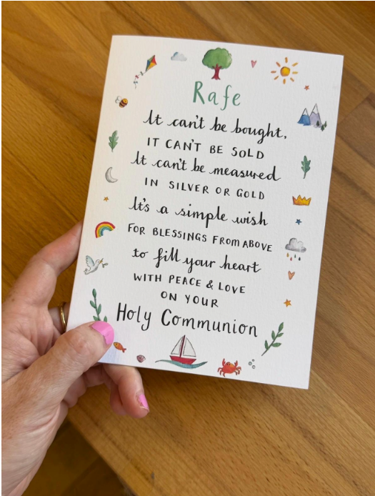 Personalised First Holy Communion Wish Verse Card