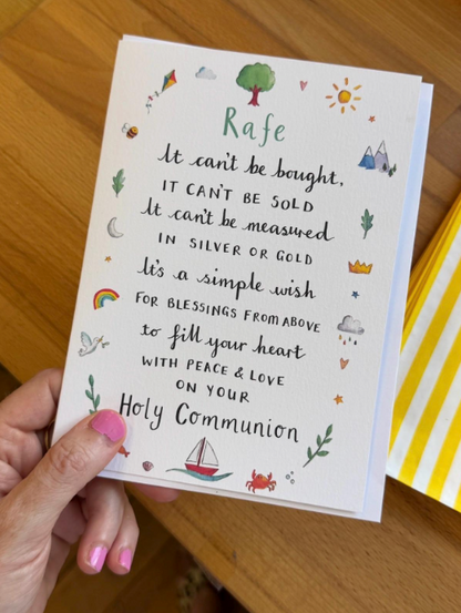 Personalised First Holy Communion Wish Verse Card