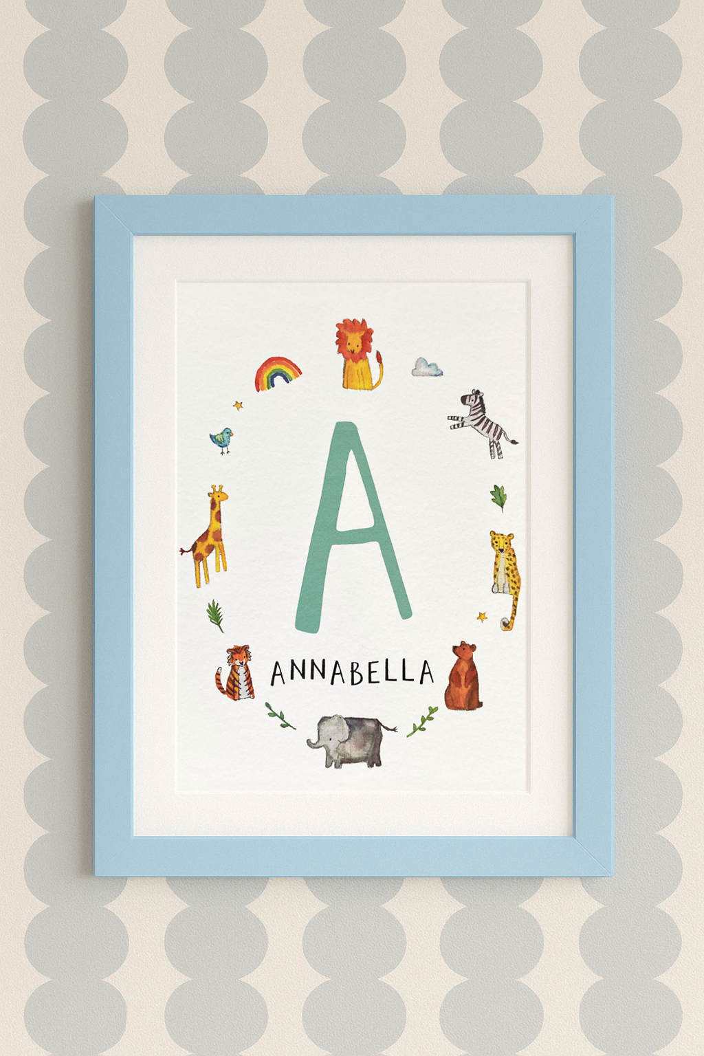 Personalised Alphabet Initial A4 Wall Art Print