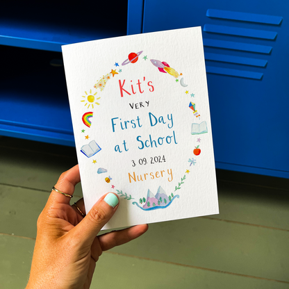 Personalised Names Very First Day at School Card