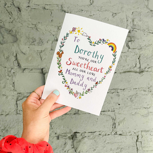 Personalised You're Our Sweetheart Valentine Card Baby's First Valentine's Day