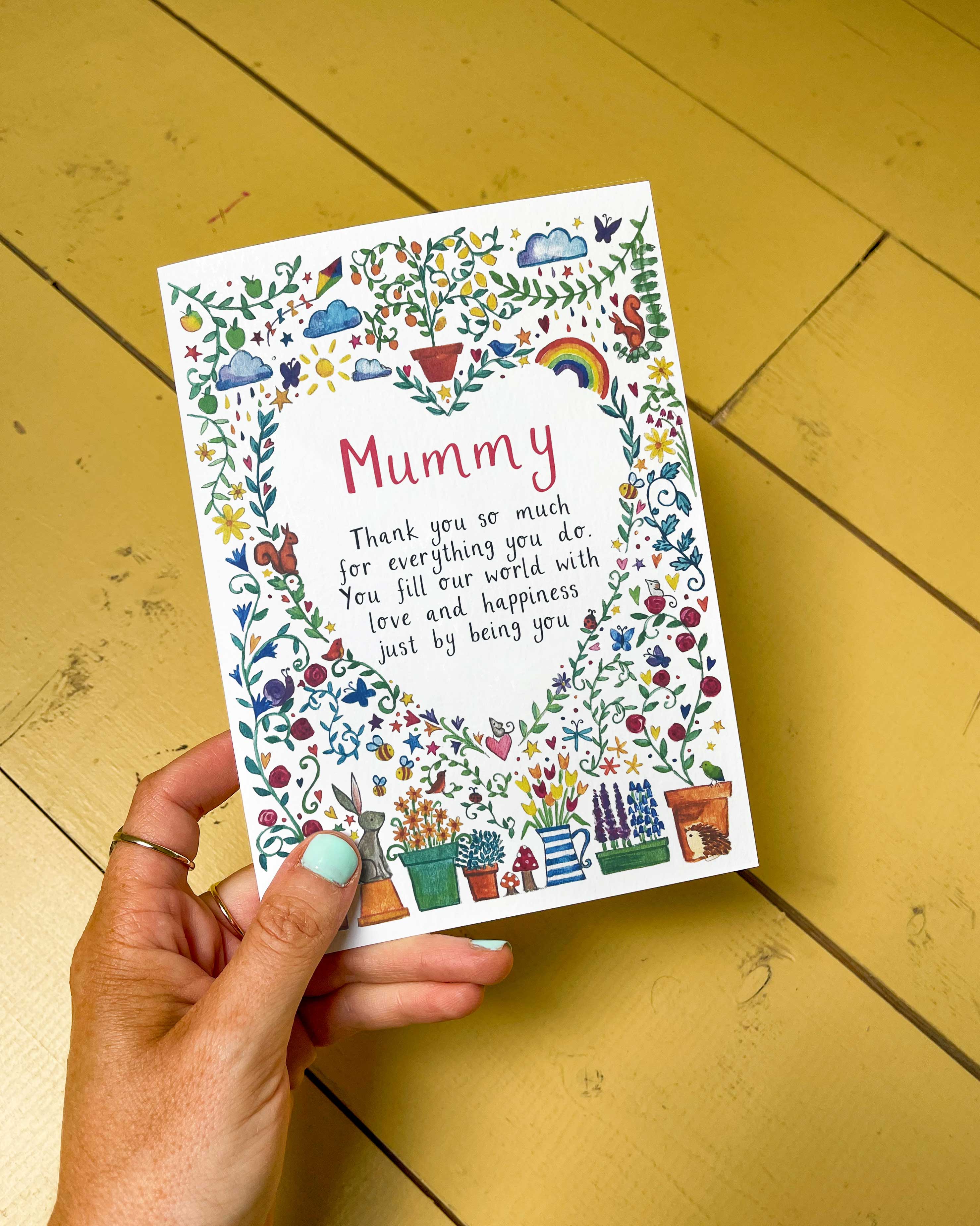 Illustrated Garden Heart Thank You Mother's Day Card – Ruby and Rafe
