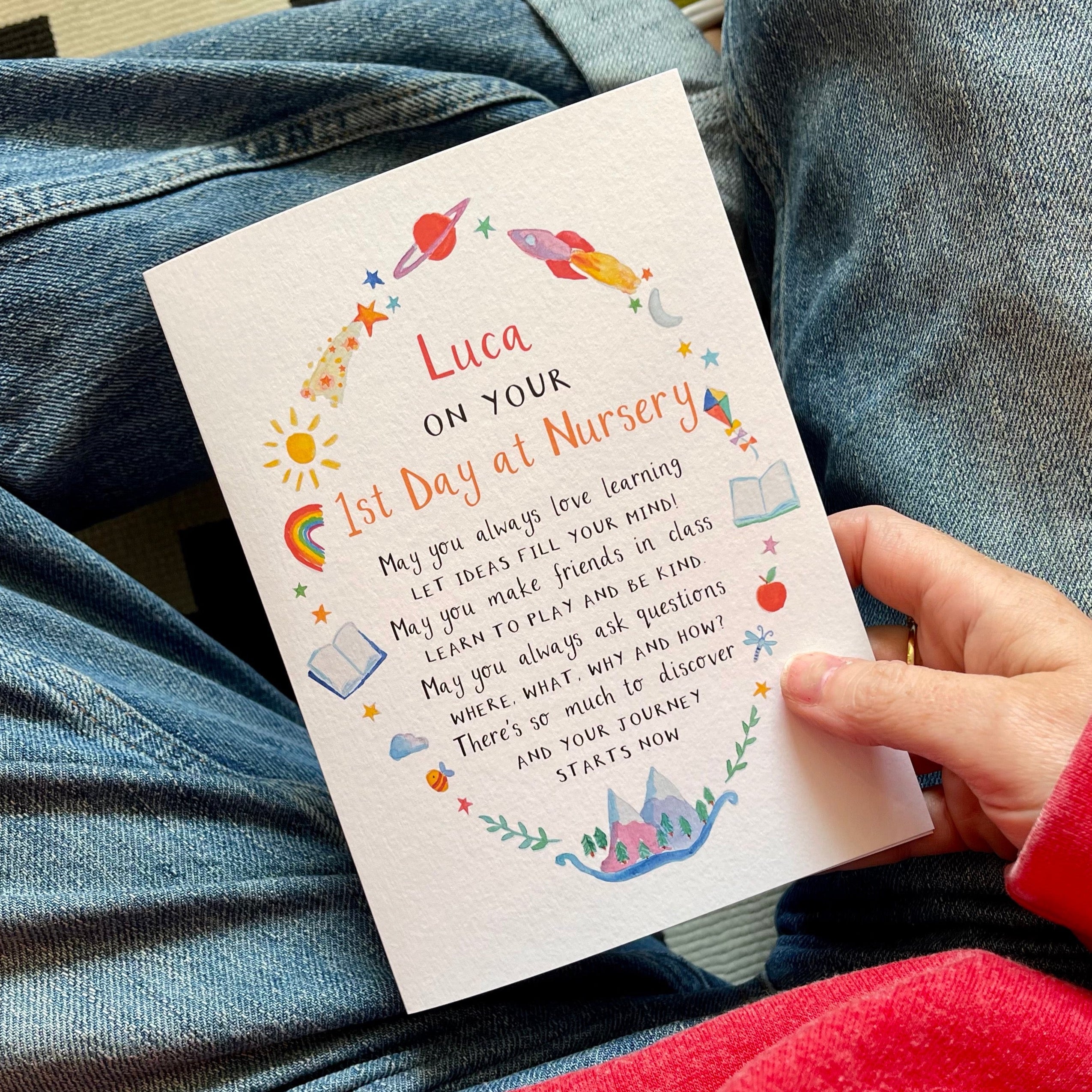 Personalised First Day at Nursery Card – Ruby and Rafe