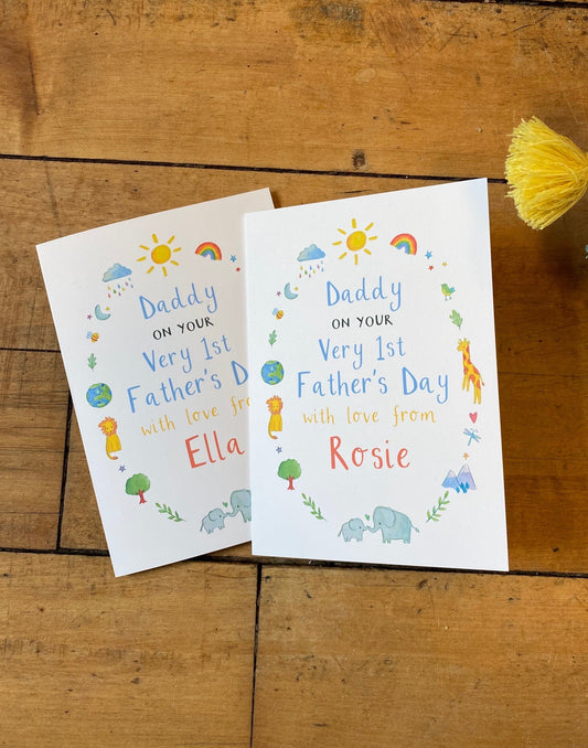 Daddy First Fathers Day Card from Ruby and Rafe