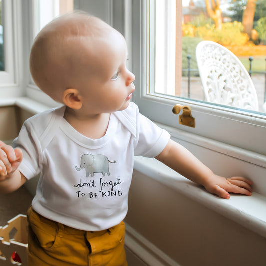 'Be Kind' Elephant Babygrow - Ruby and Rafe