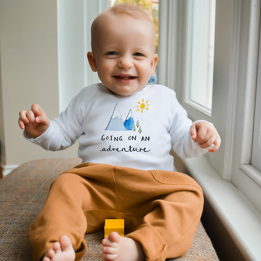 'Going On An Adventure' Long Sleeve Baby Shirt - Ruby and Rafe