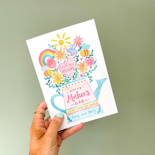 Personalised Mum Mama Flower Vase Mother's Day Card - Ruby and Rafe