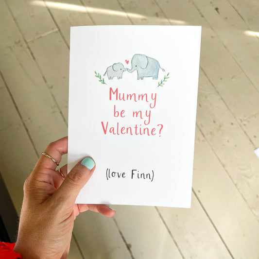 Personalised Mummy Be My Valentine Card - Ruby and Rafe