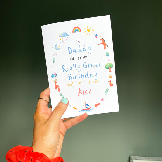Personalised Daddy Dad 'Really Great' Birthday Card - Ruby and Rafe