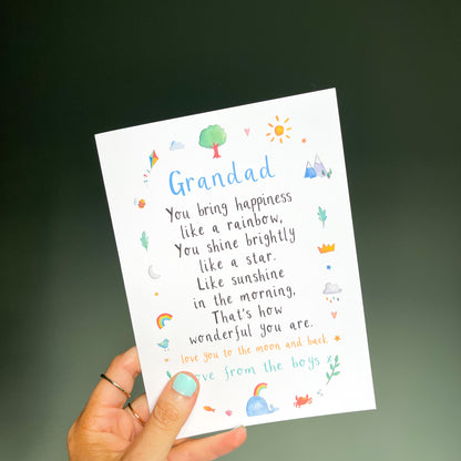 Personalised Dad Grandad Verse Card - Ruby and Rafe