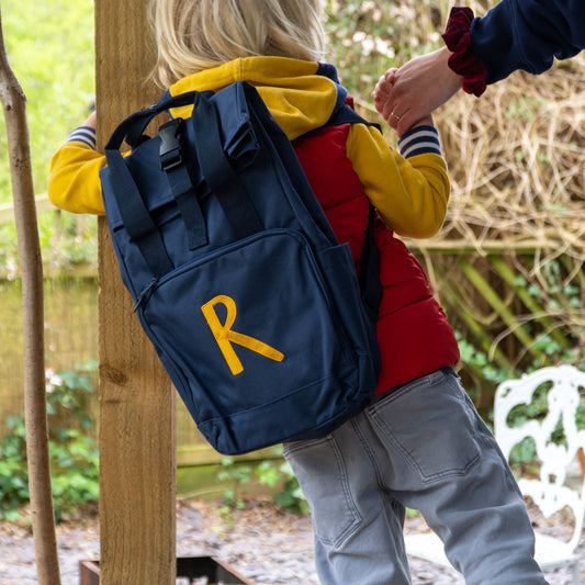 Children's Personalised Initial Roll Top Backpack