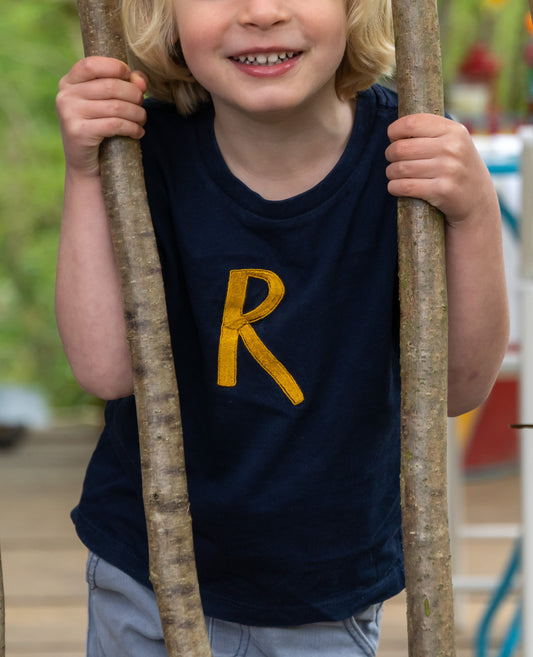 Personalised Letter Embroidered Child Baby T Shirt