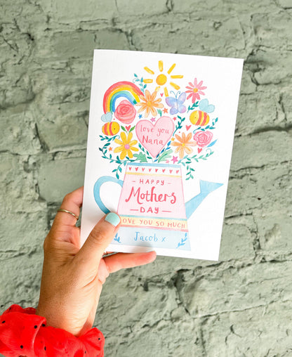 Personalised Nana Grandma Flower Vase Mother's Day Card