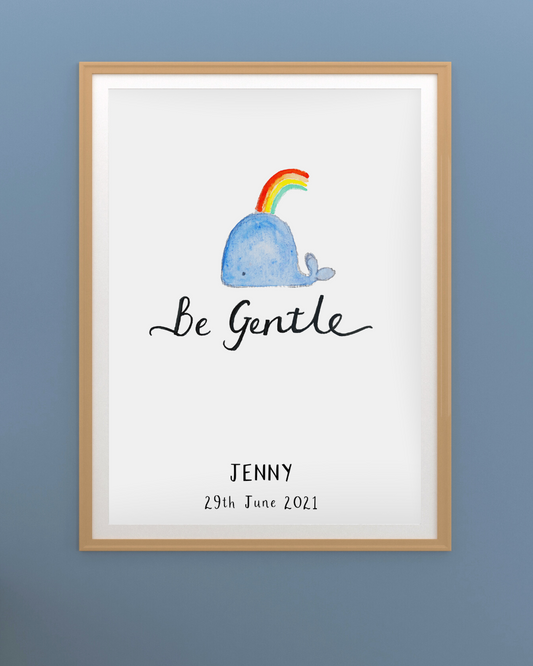 Personalised 'Be Gentle' Whale Wall Art Print
