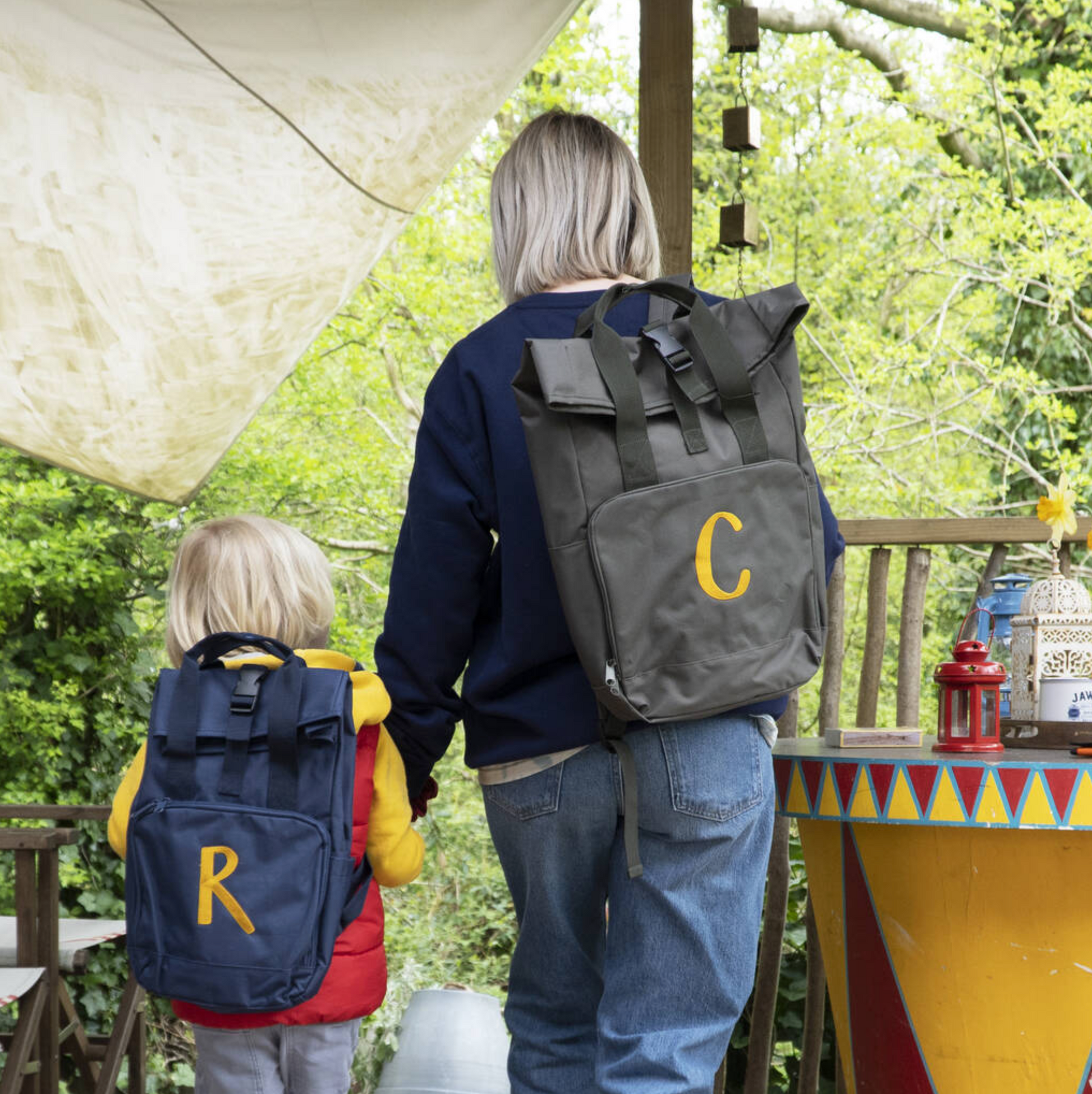 Adult And Child Personalised Initial Backpack Set