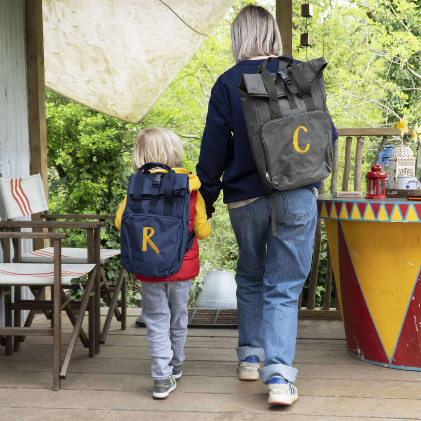 Adult's Personalised Initial Roll Top Backpack - Ruby and Rafe