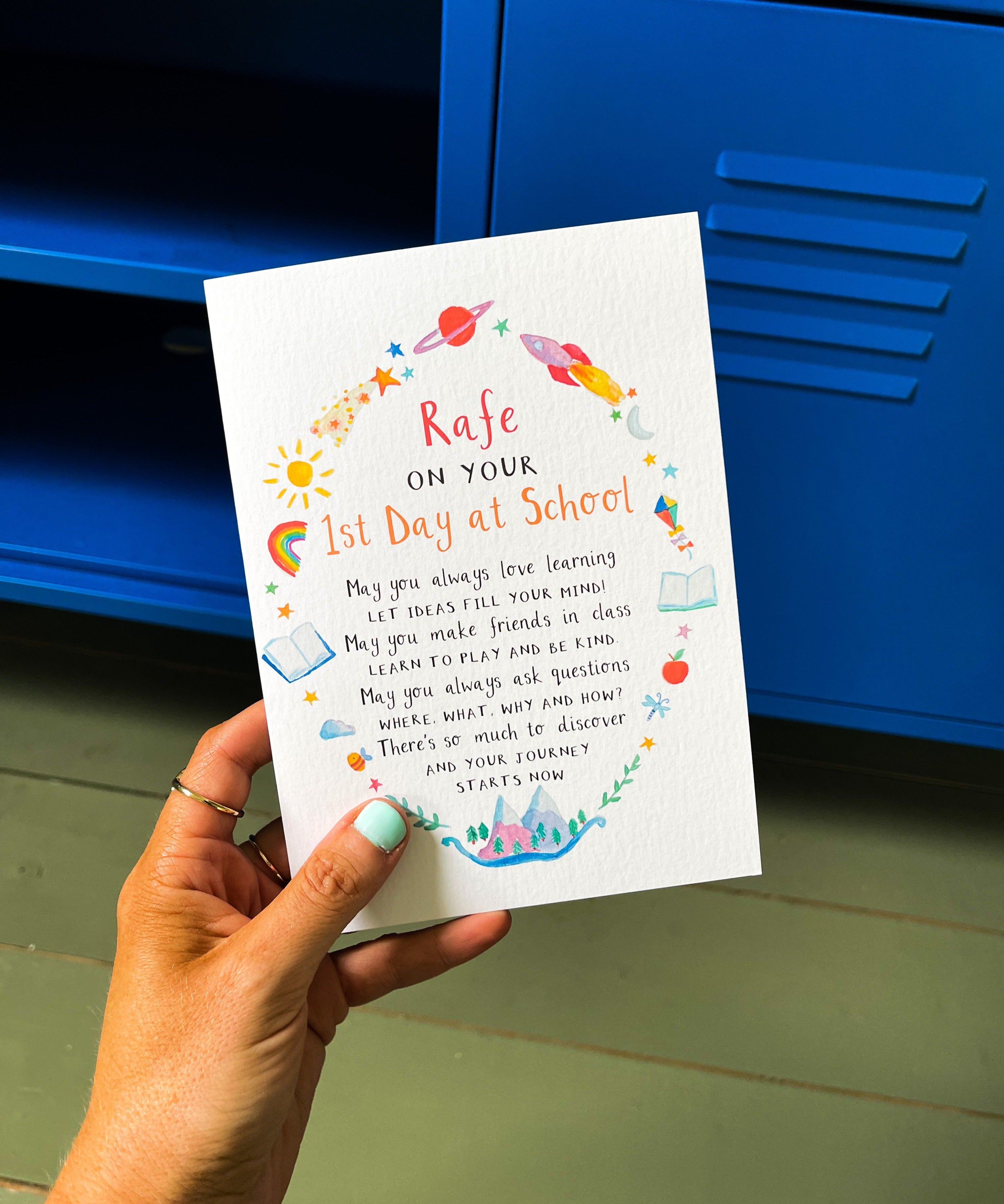 Personalised First Day at School Card – Ruby and Rafe